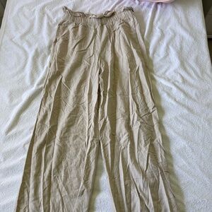 Beige Linen Work Pants